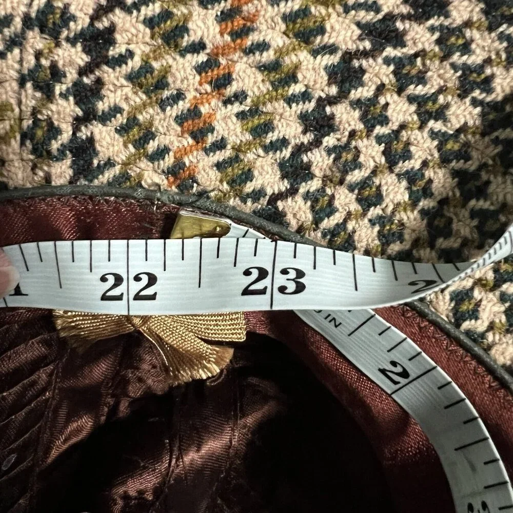 VTG Herbert Johnson London Fedora Mens M Brown Glen Plaid Tweed Bond St Academia